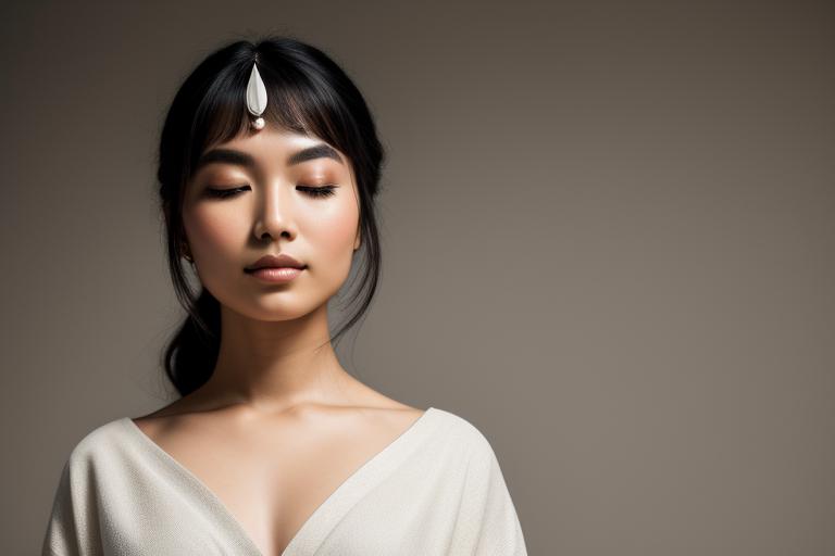 A serene face in a peaceful environment, symbolizing emotional balance.